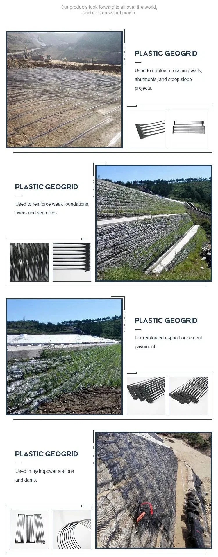 30kn 40kn Griglia di maglia PP Geogrid monoassiale di plastica per il rinforzo delle strade 5