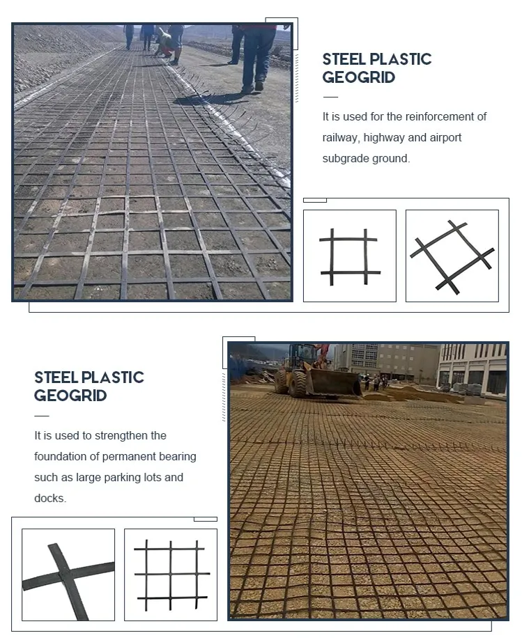 Alta resistenza alla tensione Saldatura biassiale Acciaio Terracotta plastica composita Geogrid Per la stabilizzazione del suolo, caratteristica anti-erosione 3