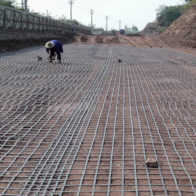Geogrid in acciaio e plastica da 80kn con resistenza agli acidi e alle alcaline per la protezione dei pendii