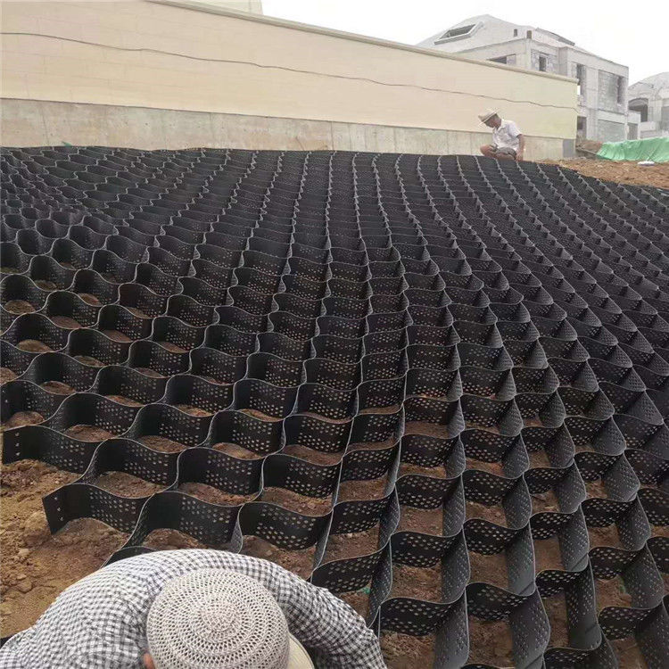 Stabilizzatore di ghiaia nera griglia di terra HDPE Geocell Factory Stabilizzatore di ghiaia per pareti di sostegno di via d'ingresso