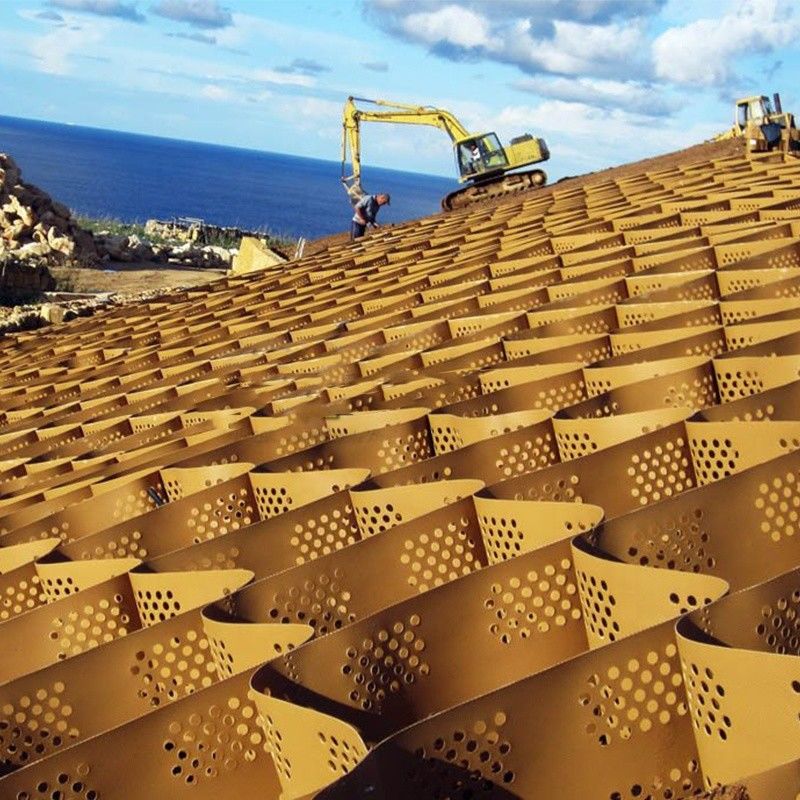 HDPE Geocell Ghiaia Stabilizzatore del suolo Parcheggio Piattaforma di plastica per l'apertura di strade in cemento