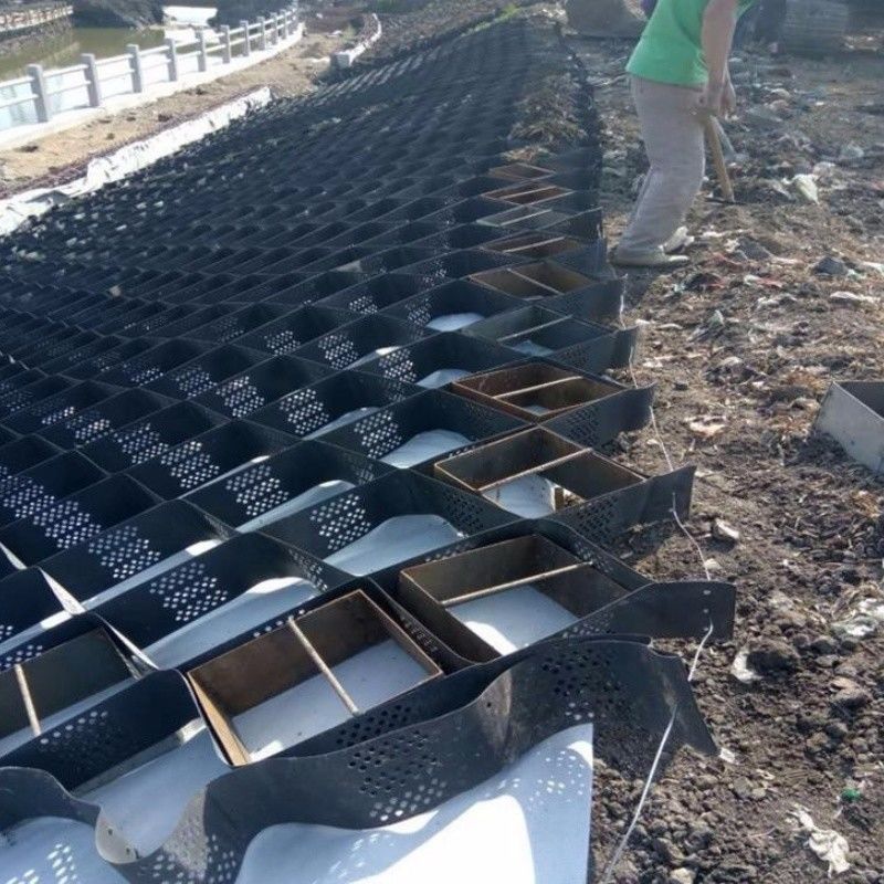 250mm 75mm 100mm 150mm Geocell Hdpe Alta texture HDPE Griglia di ghiaia in ciotola di miele Geocell di plastica Prezzo di fabbrica diretto