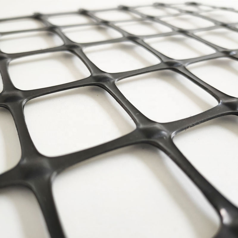 Geogrid biassiale di plastica per rinforzo del suolo, PP/PET ad alta resistenza alla trazione, Balck 30kN/m, rete di stabilizzazione della base stradale