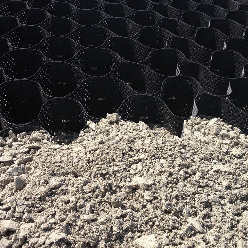 Geocell in HDPE in plastica con griglia pavimentata in nero Geocell in HDPE per rinforzo di seminterrato morbido Geocell stabilizzatore di ghiaia a basso costo Geocell nella costruzione stradale