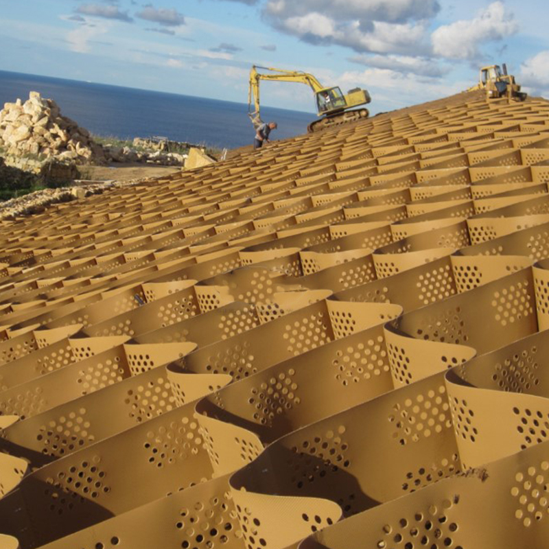 Griglia di ghiaia a geocelle di plastica in HDPE strutturata e perforata per la stabilizzazione del vialetto, il rinforzo delle basi stradali, il parcheggio e la protezione dei pendii