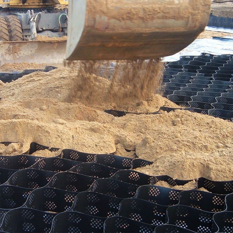 Griglia di ghiaia a geocelle di plastica in HDPE strutturata e perforata per la stabilizzazione del vialetto, il rinforzo delle basi stradali, il parcheggio e la protezione dei pendii
