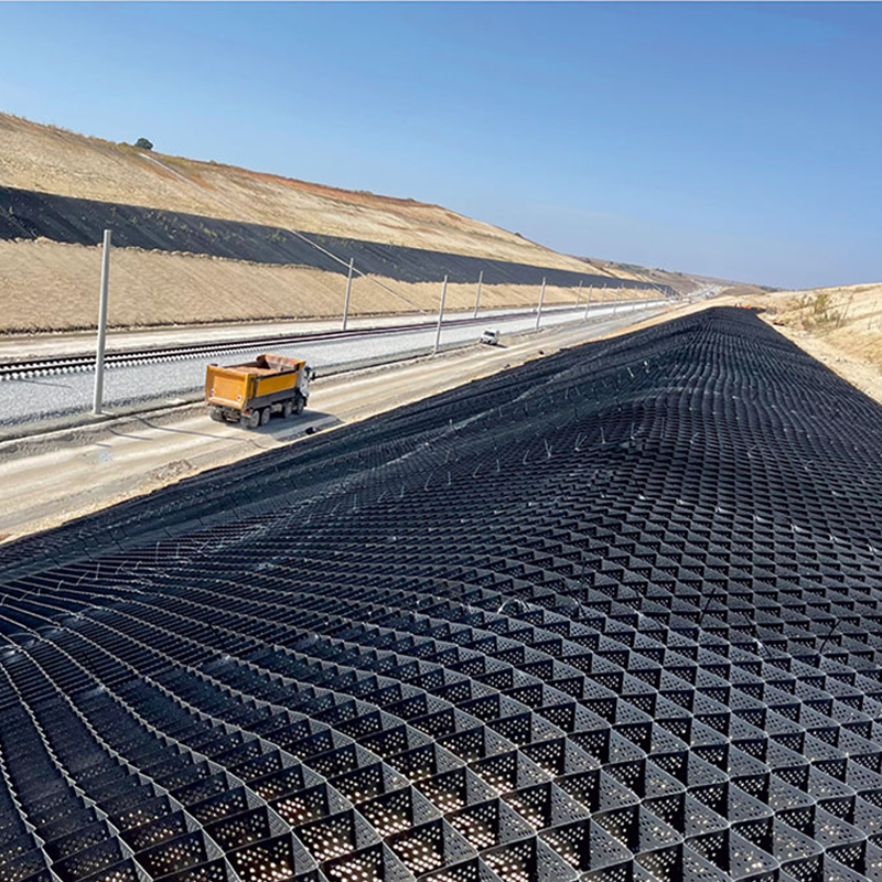 Geogriglia stradale standard ASTM in plastica a nido d'ape HDPE per ghiaia per rinforzo di muri di contenimento, protezione di pendii, vialetti, controllo dell'erosione